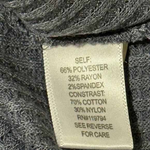 One World size 1X blue thermal lace trim 3/4 sleeve top - Picture 5 of 8